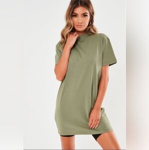 Missguided Olive Green Basic Mini T-shirt Dress‎
